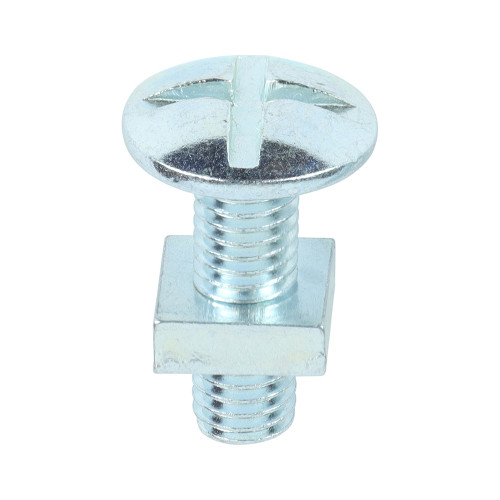 Roofing Bolt & SQ Nut - BZP, M8 x 25mm (Box of 200)