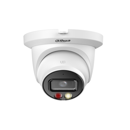 Dahua 8MP Smart Dual Light IP Turret Camera, 2.8mm, IR 30m, IP67, POE, Built-in-Mic (White)