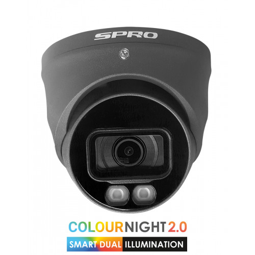 SPRO 5MP Turret Camera, 2.8mm, Color Night 2.0, AOC, IR, 4 in 1, Built-in Mic, Grey