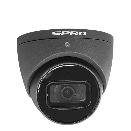 SPRO 5MP POC Turret Camera, 2.8mm, Built-in Mic, POC, AOC, 50m IR, IP67, Grey