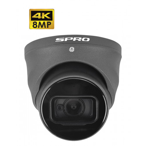 SPRO 5MP Starlight Turret Camera, 2.7-12mm Motorised Lens, Built-in Mic, 60m IR, IP67, White