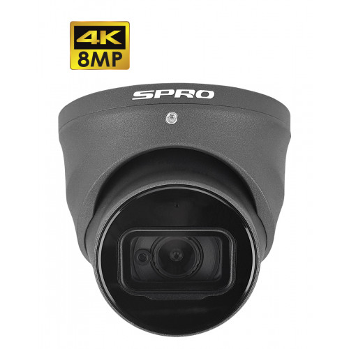 SPRO 8MP 4in 1 Turret Camera, 2.8mm, Starlight, Built-in Mic, 50m IR, IP66, Grey