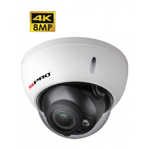 SPRO 8MP Starlight Dome Camera, 2.8mm, 30m IR, Vandal Resistant, IP66, White