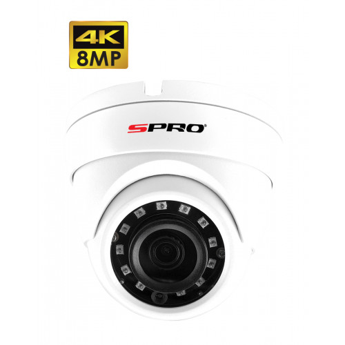 SPRO 8MP Dome Camera, 2.8mm, 30m IR, IP67, White