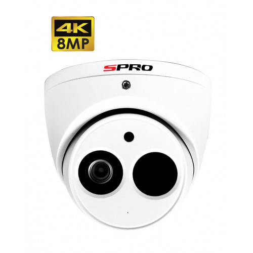SPRO 8MP CVI Turret Camera, 3.6mm, 30m IR, Built-in Mic, IP67, White