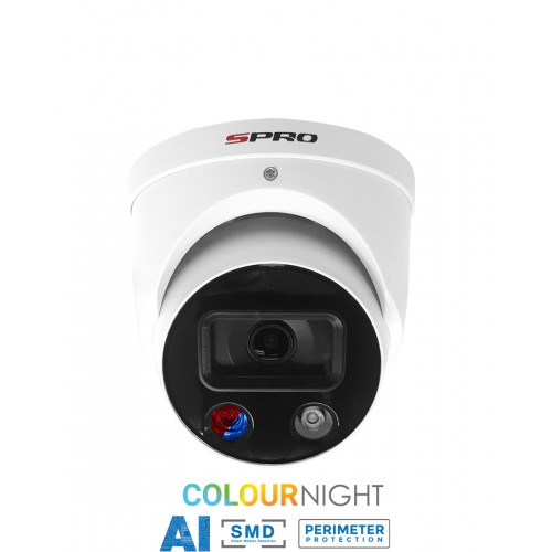 SPRO 5MP Turret Camera, 2.8mm, Active Deterrence, 30m IR, White