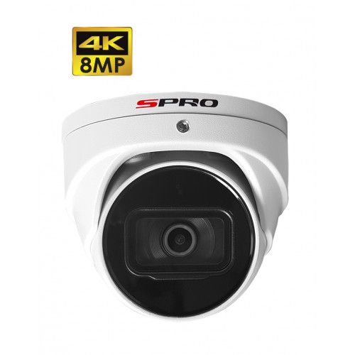 SPRO 8MP Turret Camera, 2.8mm, 30m IR, WDR, IP67, POE, AI-Lite, IP67, White