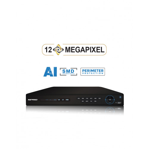 SPRO 16CH 12MP IP NVR, AI PRO, 4K VGA/HDMI  c/w 2TB HDD