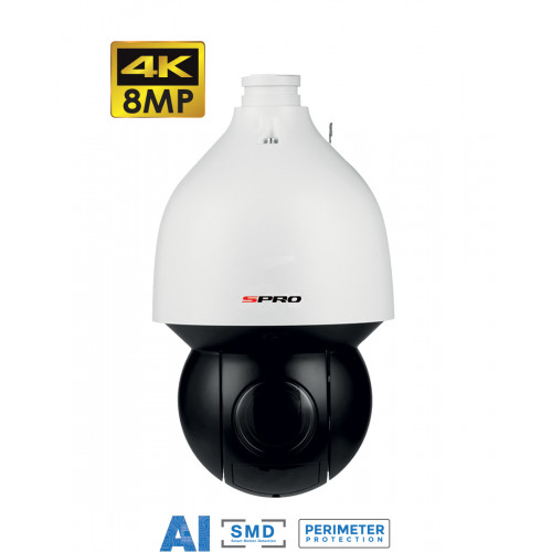 SPRO 8MP IP PTZ Camera, 25X Zoom, 5.4-135mm, AI Pro, Starlight, Alarm Tracking, POE, IP69