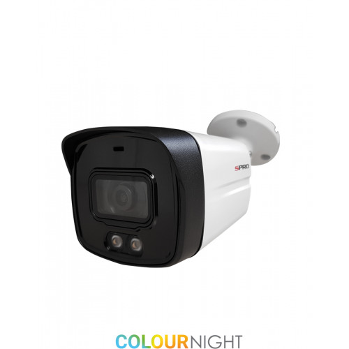 SPRO 5MP Bullet Camera, 3.6mm, Colour Night , 40m LED, IP67, White