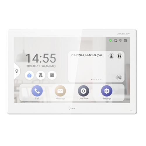 Hikvision Android video intercom indoor station with 7" touch screen, White