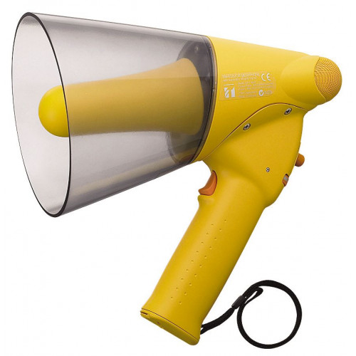 TOA 6W Handheld Megaphone with Whistle, Range 250m, Yellow,IPX5