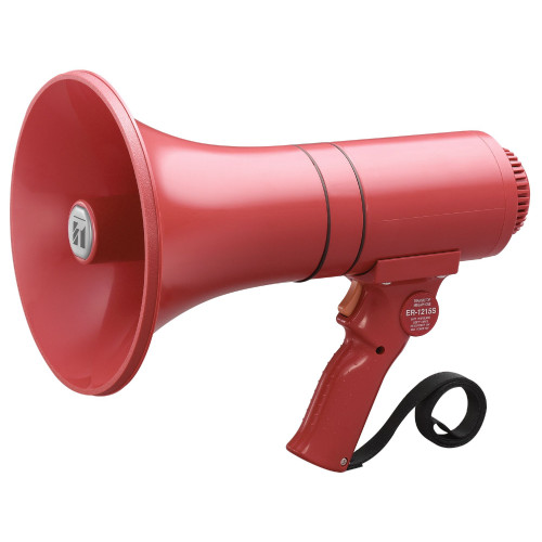 TOA 15W Handheld Megaphone with Siren, 15W, Range 315m, Red