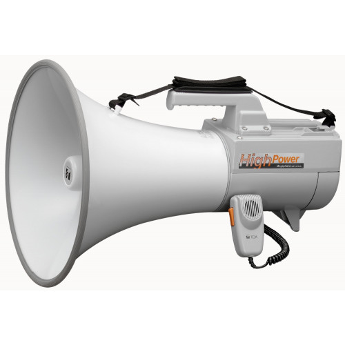 TOA 30W Shoulder Megaphone with Whistle, Range 800m, Grey