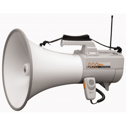 TOA 30W Shoulder Megaphone with Whistle & Wireless Mic, Range 800m, Grey