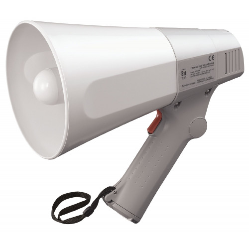 TOA 6W Handheld Megaphone with Whistle, Range 250m, Grey