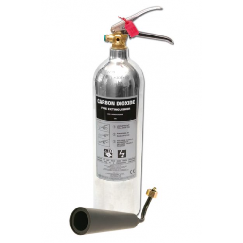 Fire Extinguisher 2Kg CO2, Polished Aluminium - Jewel Fire Group