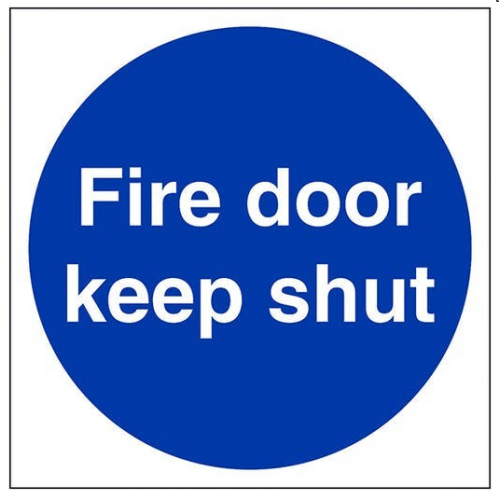 "Fire Door Keep Shut" Sign, Photoluminescent, Rigid PVC,  100 x 100mm