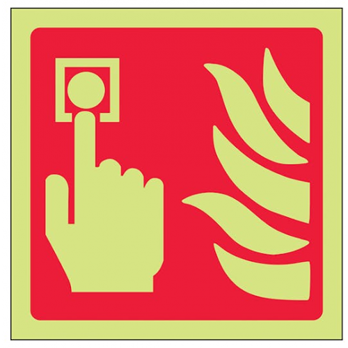 Fire Alarm Manual Call Point Sign, Photoluminescent, Rigid PVC, 100 x 100mm
