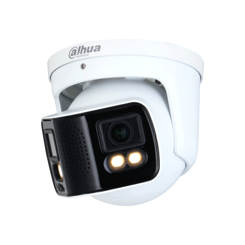 Dahua 8MP (2 x 4MP) Full Colour Duo IP Pano Turret Camera, 3.6mm, IR 40m, WDR, IP67, POE, Built-in Mic/Speaker (White)