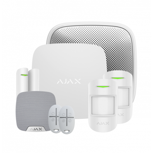 Ajax Kit 1 with Keyfobs, White - Hub2, 2 x Motion Protect, Door Protect, 2 x Space Control, Street Siren, Home Siren