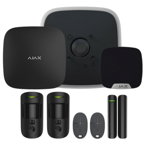 Ajax Kit 1 DD with Keyfobs, Black - Hub1 Plus, 2 x Motion Cam, Door Protect, 2 x Space Control, Double Deck Siren, Home Siren