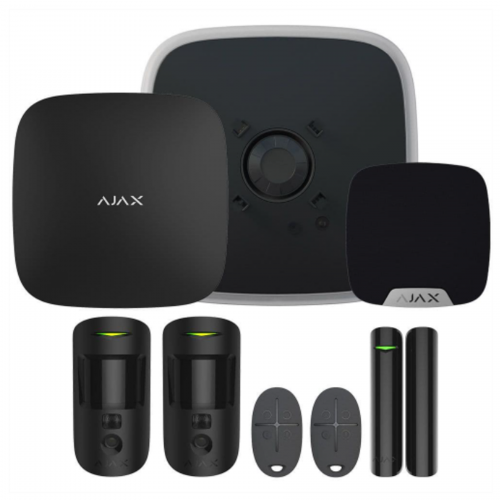 Ajax Kit 1 (Cam) DD with Keyfobs, Black - Hub2 Plus, 2 x Motion Cam, Door Protect, 2 x Space Control, Double Deck Siren, Home Siren