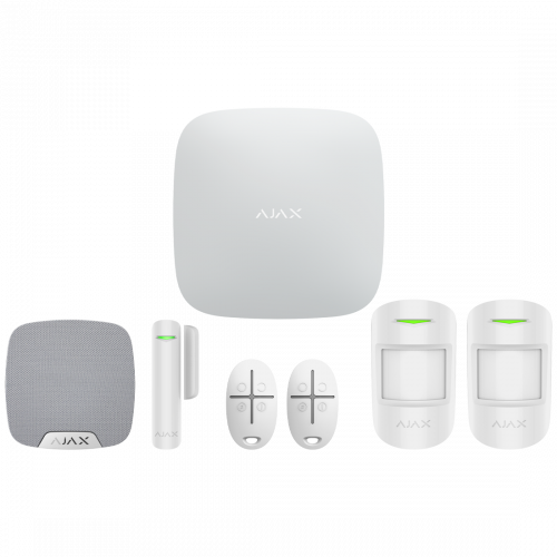 Ajax Kit 2 with Keyfobs, White - Hub2, 2 x Motion Protect, Door Protect, 2 x Space Control, Home Siren