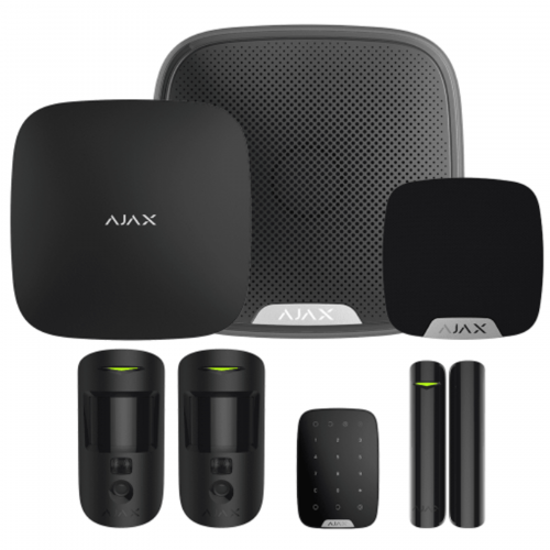 Ajax Kit 3 with Keypad, Black - Hub1 Plus, 2 x Motion Cam, Door Protect, Street Siren, Home Siren