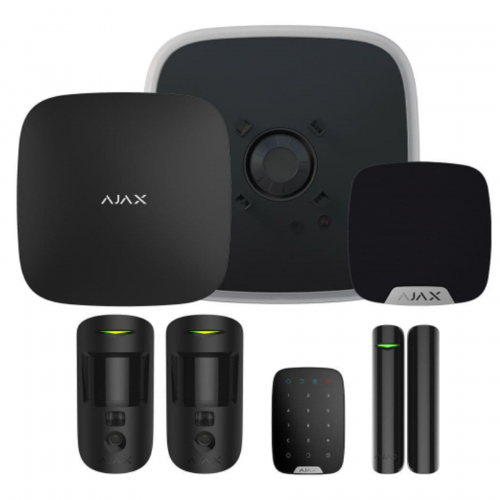 Ajax Kit 3 DD with Keypad, Black - Hub1 Plus, 2 x Motion Cam, Door Protect, Double Deck Siren, Home Siren