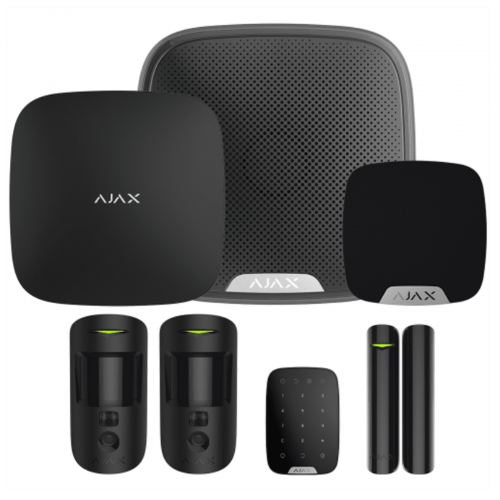 Ajax Kit 3 (Cam) with Keypad, Black - Hub2 Plus, 2 x Motion Cam, Door Protect, Street Siren, Home Siren