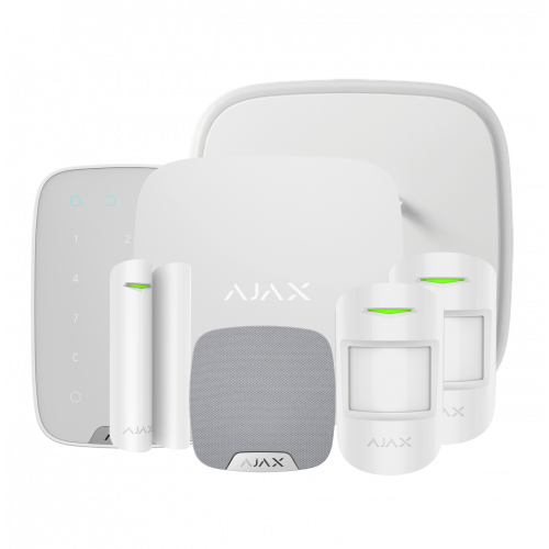 Ajax Kit 3 DD with Keypad, White - Hub2, 2 x Motion Protect, Door Protect, Double Deck Siren, Home Siren