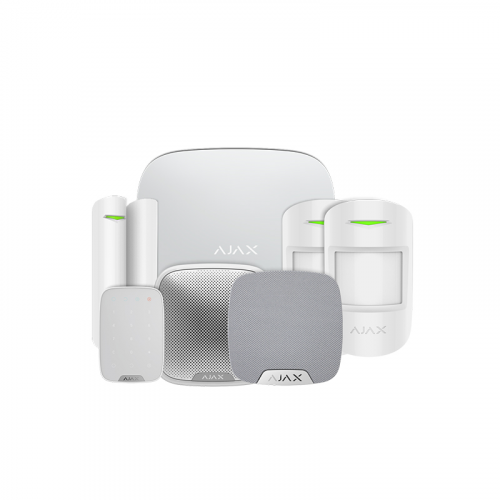 Ajax Kit 3 with Keypad, White - Hub2, 2 x Motion Protect, Door Protect, Street Siren, Home Siren