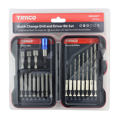 Quick Change Drill & Driver Bit Mixed Set 20pc