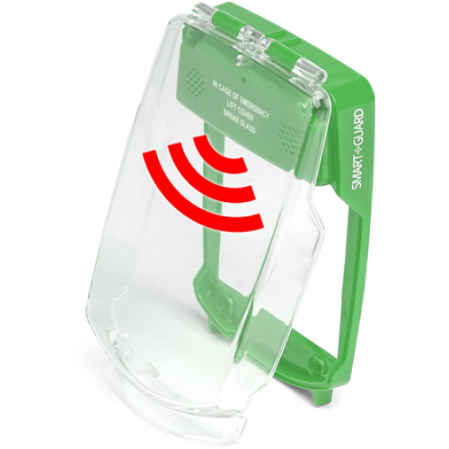 Smart+Guard Call Point Cover for Flush Call Points c/w Integral Sounder, Green