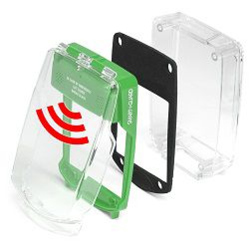 Waterproof Smart+Guard Call Point Cover for Surface Call Points c/w Integral Sounder, Green