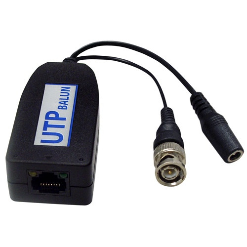 1CH Passive UTP Video Balun, 12V DC with Audio