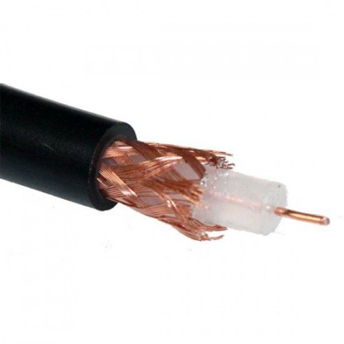 RG59 Cable, Copper Core, Copper Braid, 100m, Black