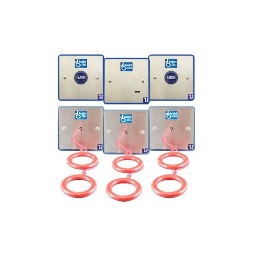 Lexicomm Assist Call Bedroom System Kit - ViLX-ODP-W, 2 x ViLX-CNP-W, 3 x ViLX-CPP-W, WC Sticker