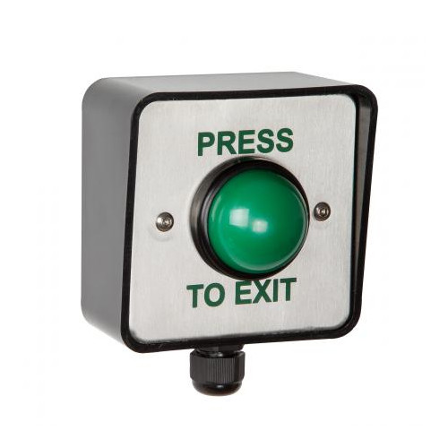 RGL Weather Proof Stainless Steel Exit Button with Green Dome, IP65