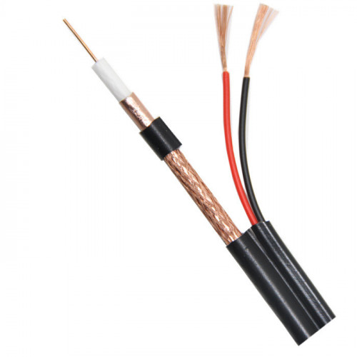 RG59 + 2C Shotgun Cable, Copper Core, Copper Braid, 100m, Black